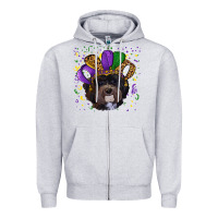Heather Grey mardi gras hat havanese dog Zipper Hoodie - RanaPortraitStore