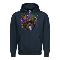 Navy mardi gras hat havanese dog Zipper Hoodie - RanaPortraitStore
