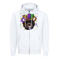 White mardi gras hat havanese dog Zipper Hoodie - RanaPortraitStore