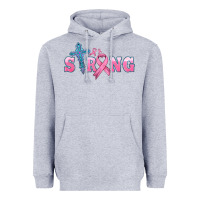 Heather Grey strong with cross ribbon Heavyweight Hoodie - HRA Design Shop