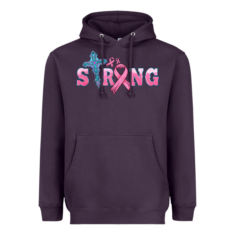 Strong With Cross Ribbon Heavyweight Hoodie by HRA Design Shop | Teevron