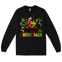 Black merry christmas hair Long Sleeve Tee - MaliasSmallBusiness