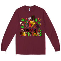 Burgundy merry christmas hair Long Sleeve Tee - MaliasSmallBusiness