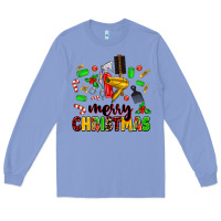 Colony Blue merry christmas hair Long Sleeve Tee - MaliasSmallBusiness