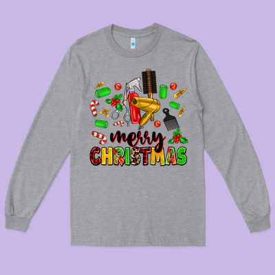 Long Sleeve Tee merry christmas hair