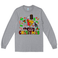 Heather Grey merry christmas hair Long Sleeve Tee - MaliasSmallBusiness