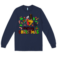 Navy merry christmas hair Long Sleeve Tee - MaliasSmallBusiness