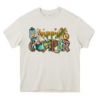 Cream happy camper Heavy Core Tee - CowhideDigitalArt