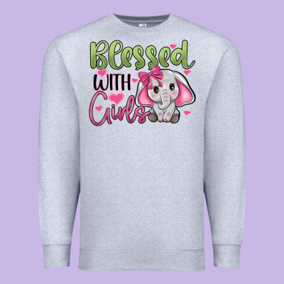 Blessed With Girls Premium Sweatshirt Designed By Jahusdesignshop