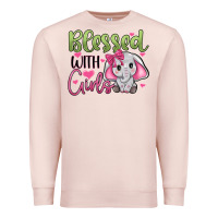 Pale Pink blessed with girls Premium Sweatshirt - JahusDesignShop