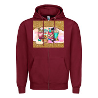 Burgundy small business coffee cups Zipper Hoodie - Zillion Design Studio