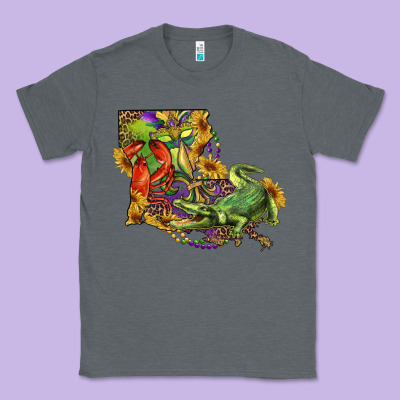 Louisiana Map With Mardi Gras Crocodile Classic Tee Designed By Ranaportraitstore