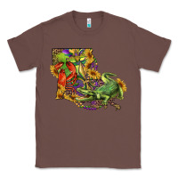 Chestnut Louisiana Map With Mardi Gras Crocodile Classic Tee - RanaPortraitStore
