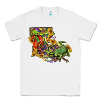 White Louisiana Map With Mardi Gras Crocodile Classic Tee - RanaPortraitStore