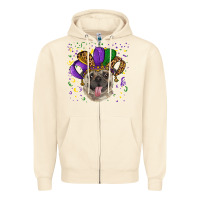 Sandshell mardi gras hat pug Zipper Hoodie - RanaPortraitStore
