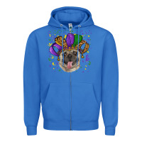 True Royal mardi gras hat pug Zipper Hoodie - RanaPortraitStore