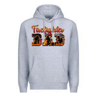 Heather Grey American Flag Firefighter Dad Premium Hoodie - LillyAllenDesigns
