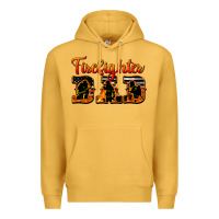Mustard American Flag Firefighter Dad Premium Hoodie - LillyAllenDesigns