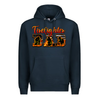 Navy American Flag Firefighter Dad Premium Hoodie - LillyAllenDesigns