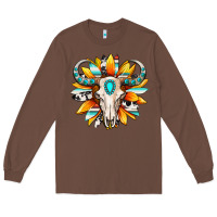 Chestnut Western bull skull sunflower Long Sleeve Tee - MaliasSmallBusiness