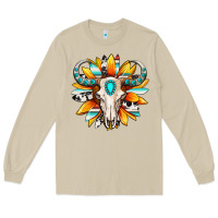 Mushroom Western bull skull sunflower Long Sleeve Tee - MaliasSmallBusiness