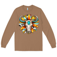 Toasted Coconut Western bull skull sunflower Long Sleeve Tee - MaliasSmallBusiness