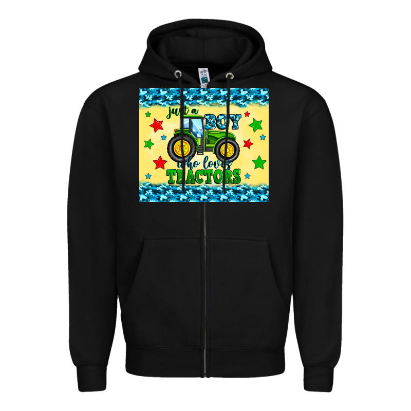 Just A Boy Who Loves Tractors Zipper Hoodie by Zillion Design Studio | Teevron