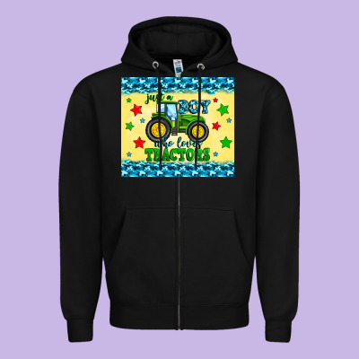 Zipper Hoodie just a boy who loves tractors