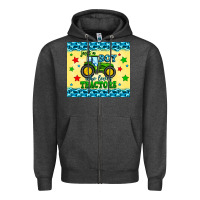 Charcoal Heather just a boy who loves tractors Zipper Hoodie - Zillion Design Studio