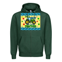 Sports Green just a boy who loves tractors Zipper Hoodie - Zillion Design Studio
