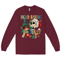Burgundy dead inside but jolly as fuck Long Sleeve Tee - MaliasSmallBusiness