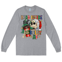 Heather Grey dead inside but jolly as fuck Long Sleeve Tee - MaliasSmallBusiness