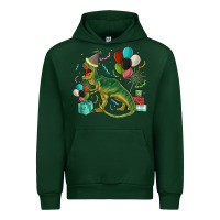 Forest Green party t rex Urban Hoodie - MaliasSmallBusiness