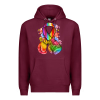 Burgundy all color ribbon with boxing gloves Premium Hoodie - NancyCooperArtShop