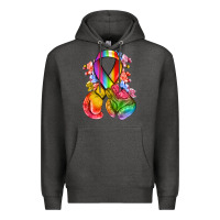 Charcoal Heather all color ribbon with boxing gloves Premium Hoodie - NancyCooperArtShop