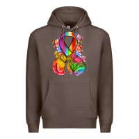 Coffee all color ribbon with boxing gloves Premium Hoodie - NancyCooperArtShop