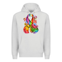 Dove Grey all color ribbon with boxing gloves Premium Hoodie - NancyCooperArtShop