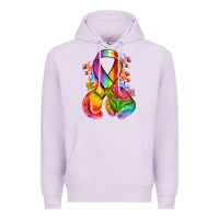 Lilac all color ribbon with boxing gloves Premium Hoodie - NancyCooperArtShop
