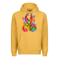 Mustard all color ribbon with boxing gloves Premium Hoodie - NancyCooperArtShop