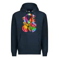 Navy all color ribbon with boxing gloves Premium Hoodie - NancyCooperArtShop
