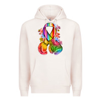 Pale Pink all color ribbon with boxing gloves Premium Hoodie - NancyCooperArtShop