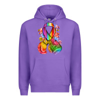 Purple all color ribbon with boxing gloves Premium Hoodie - NancyCooperArtShop
