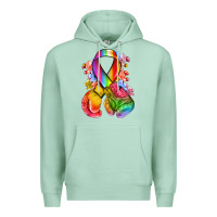 Seafoam all color ribbon with boxing gloves Premium Hoodie - NancyCooperArtShop