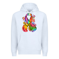 White all color ribbon with boxing gloves Premium Hoodie - NancyCooperArtShop