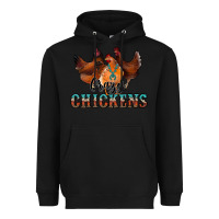 Black crazychickens Heavyweight Hoodie - CowhideDigitalArt