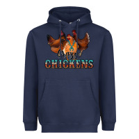 Navy crazychickens Heavyweight Hoodie - CowhideDigitalArt