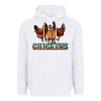 White crazychickens Heavyweight Hoodie - CowhideDigitalArt