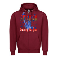 Burgundy America home of the free Zipper Hoodie - texasbilliewilder