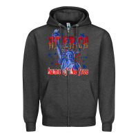 Charcoal Heather America home of the free Zipper Hoodie - texasbilliewilder
