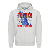 Dove Grey America home of the free Zipper Hoodie - texasbilliewilder